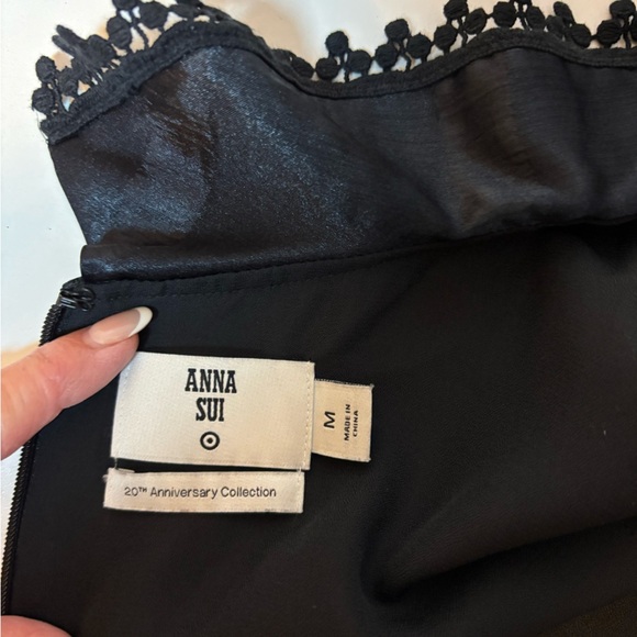 Anna Sui Navy Blue Polyester Lace Trim Dress 20th Anniversary Collection - Picture 7 of 12